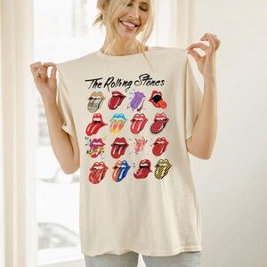 The Rolling Stones Nordstrom Cream Graphic Cotton Tee. Size L. New